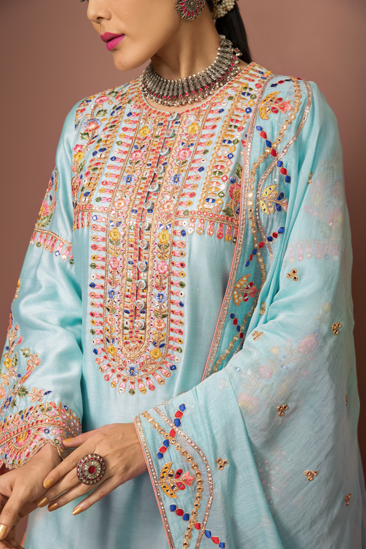 BLUE KURTA DHOTI SET