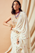 Ivory Ruffle Saree Set