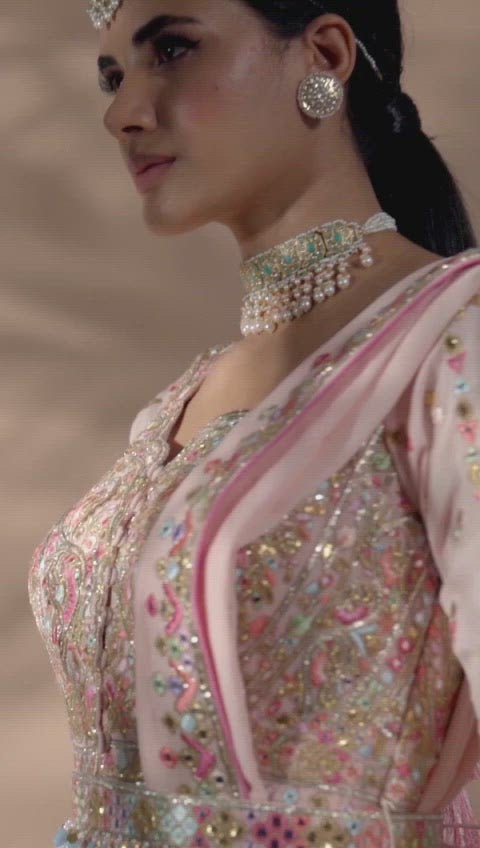 Peach Georgette Anarkali