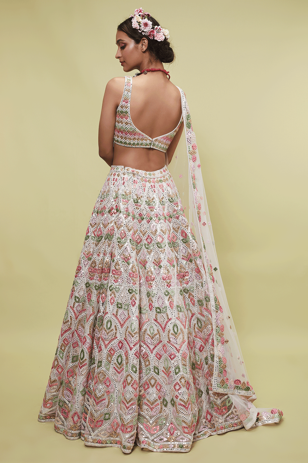 IVORY NET LEHENGA SET