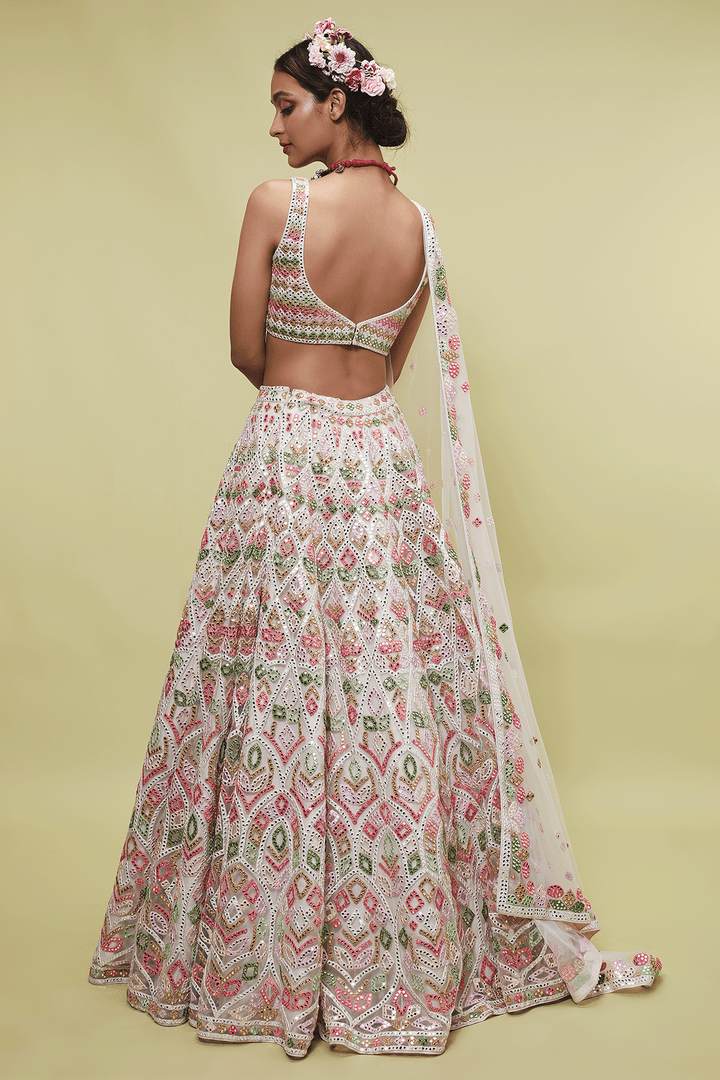 IVORY NET LEHENGA SET