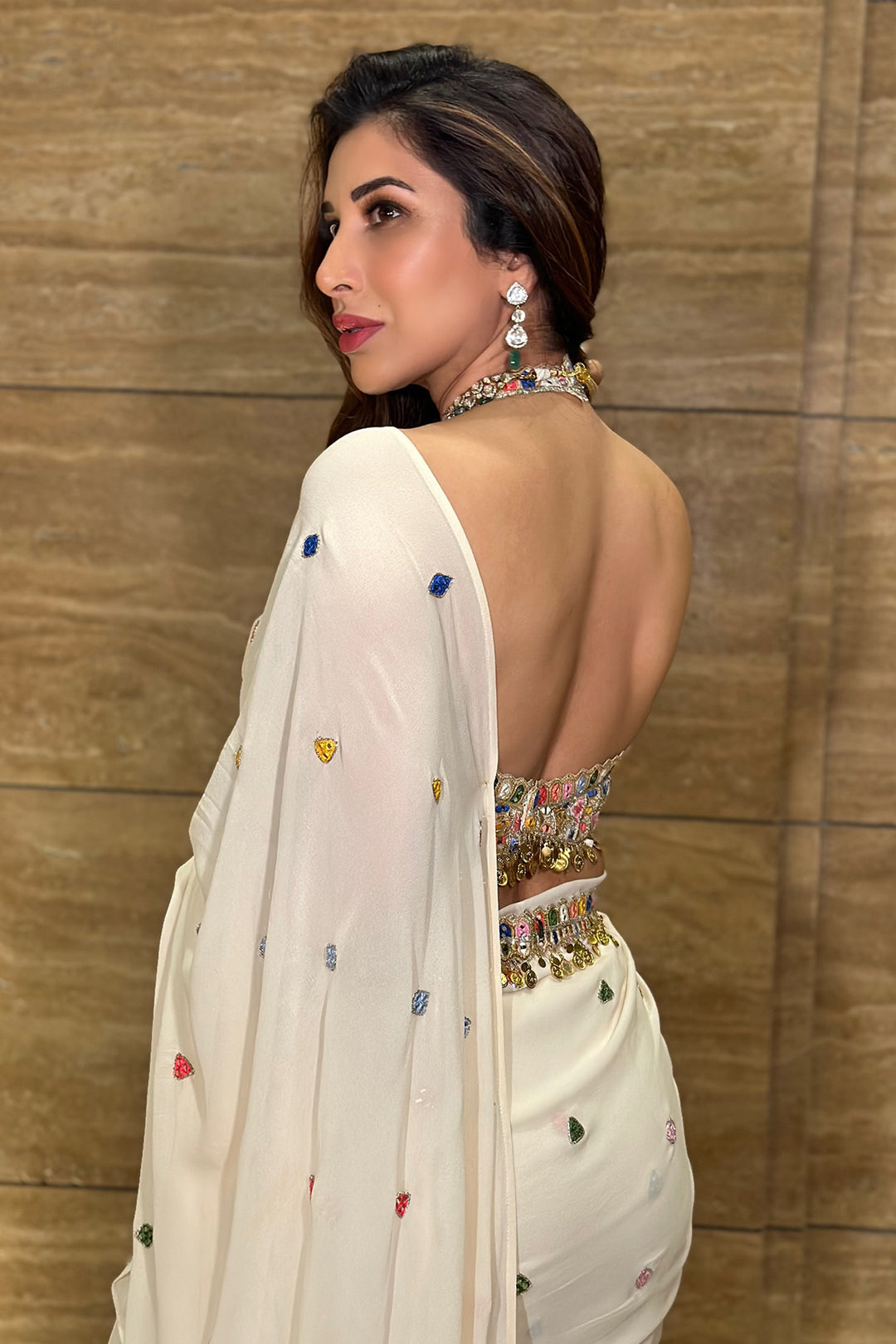 Sophie Choudhary In Ivory Ruffle Saree Set