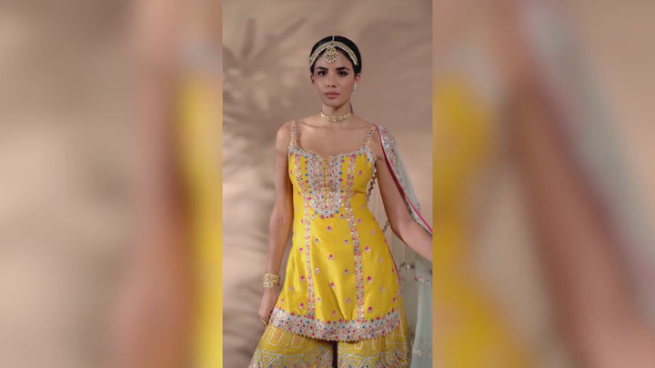 BRIGHT MUSTARD PATCHWORK SHARARA
