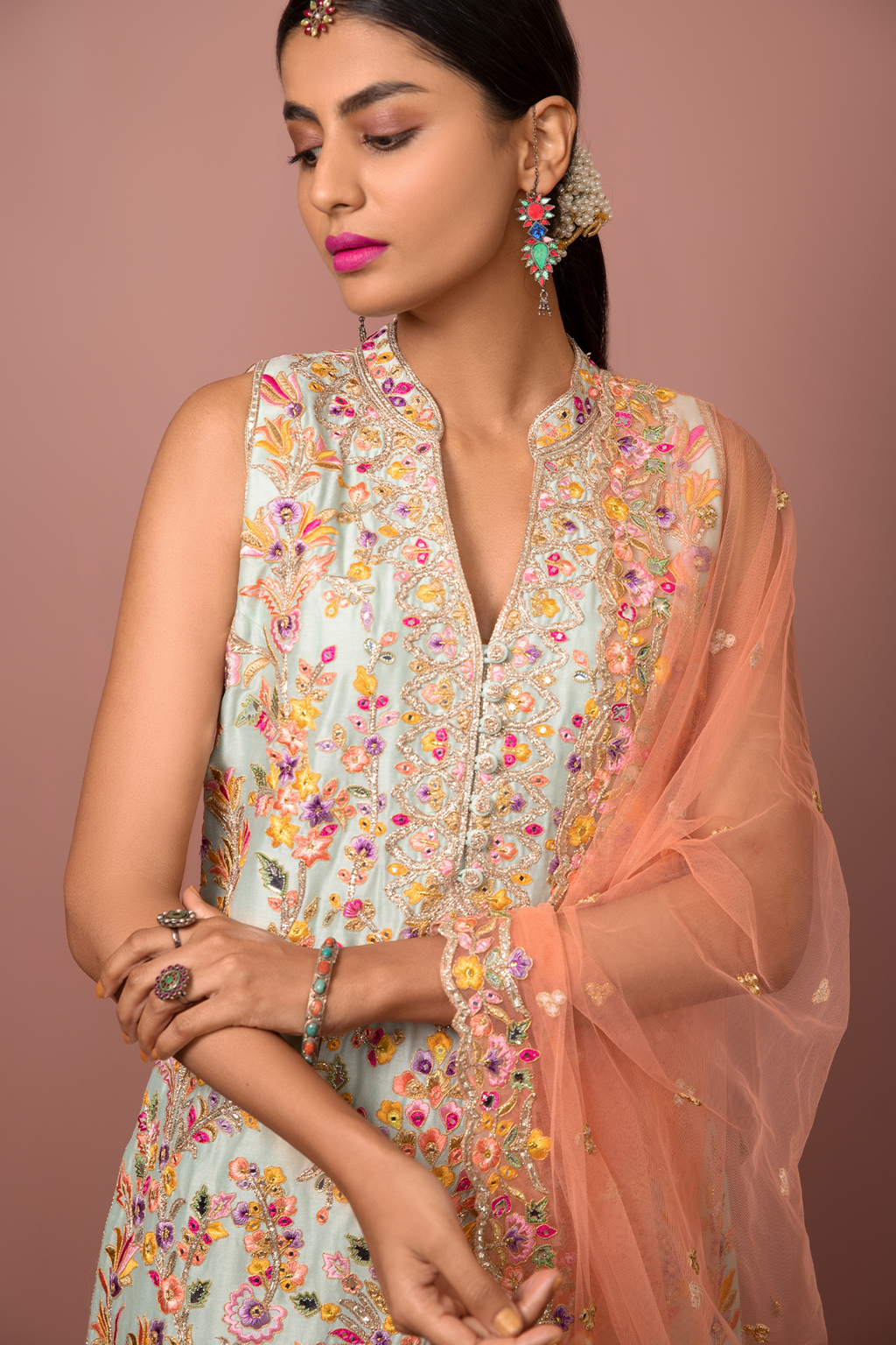 Greenish Blue Kurta Dhoti Set