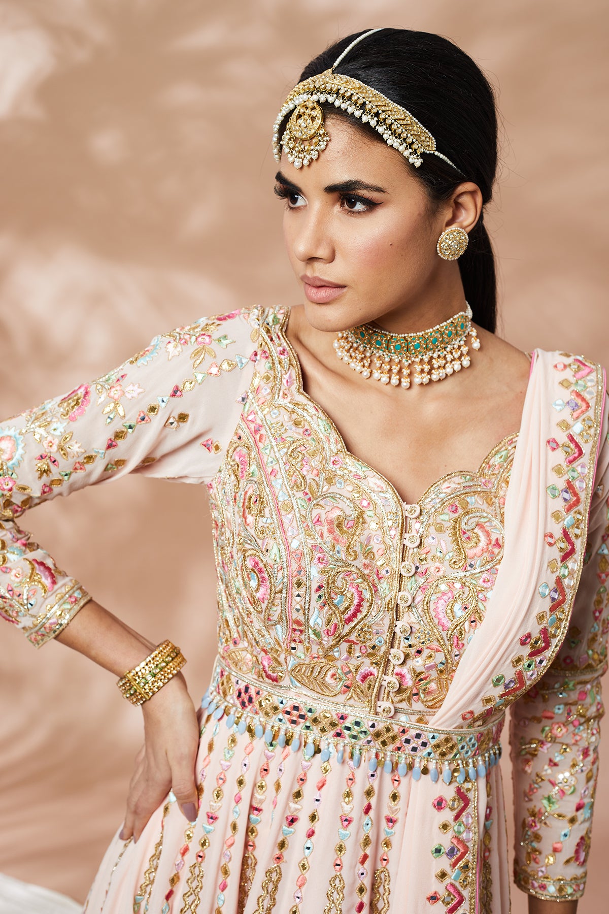 Peach Georgette Anarkali