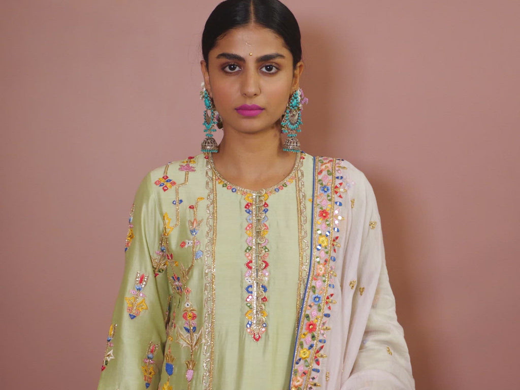 Green Kurta With Unchi Salwar Set
