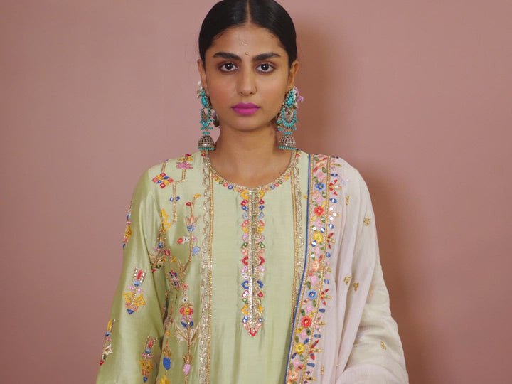 GREEN KURTA WITH UNCHI SALWAR SET