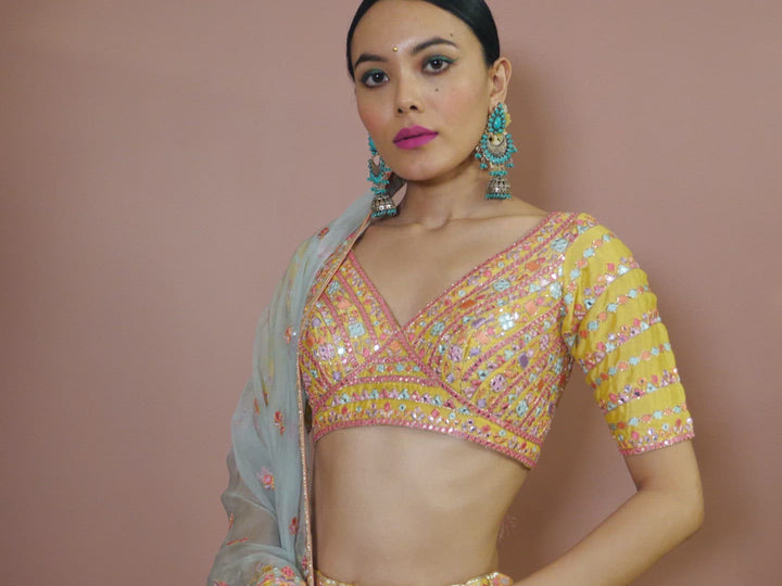 MANGO YELLOW LEHENGA SET