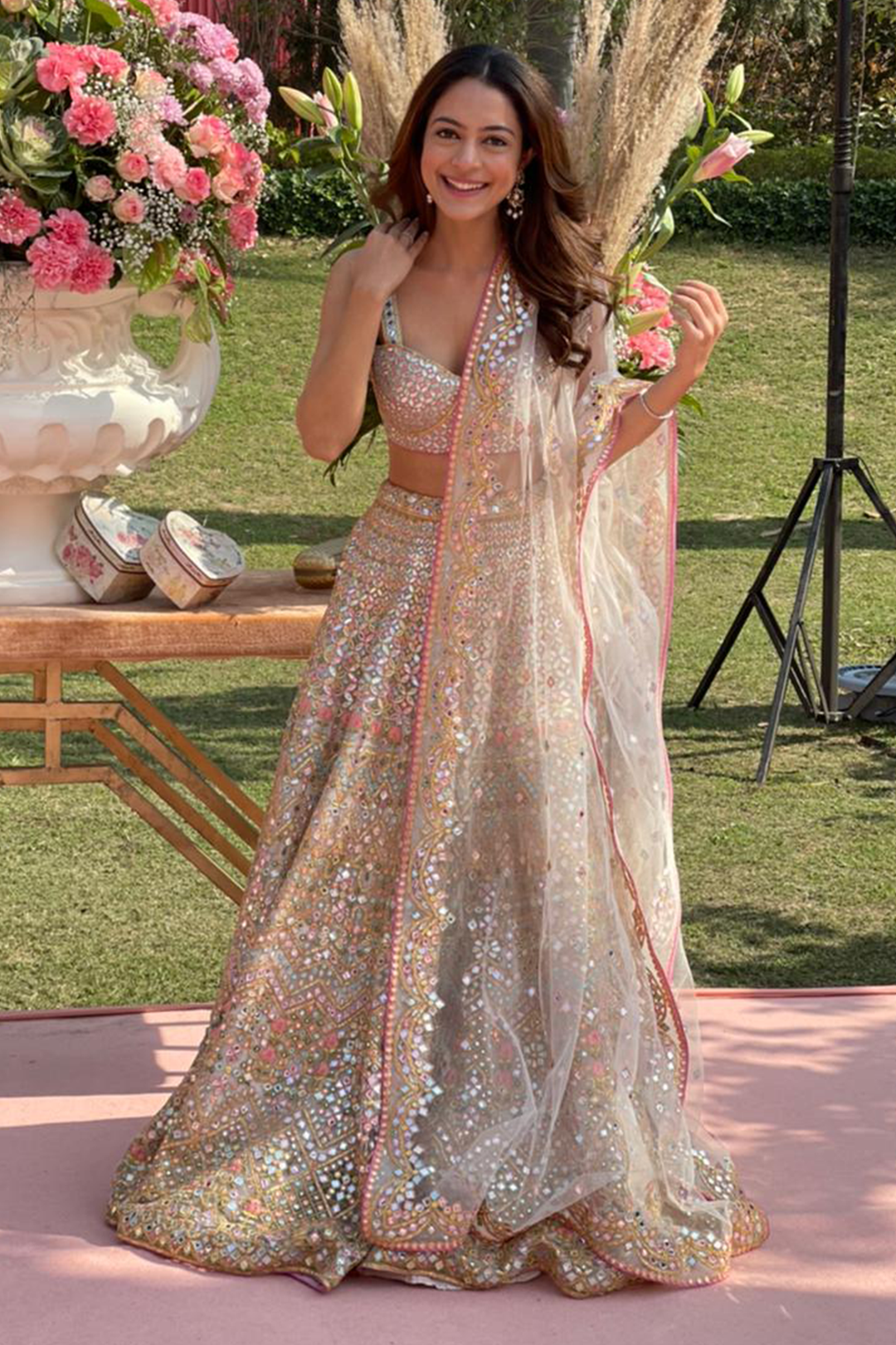 Anya Singh In Ivory Chanderi Resham, Gota, Foil Lehenga