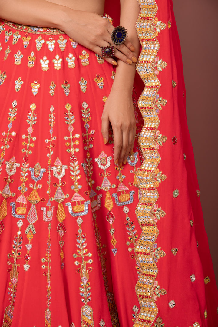 PINK GEORGETTE AZTEK LEHENGA