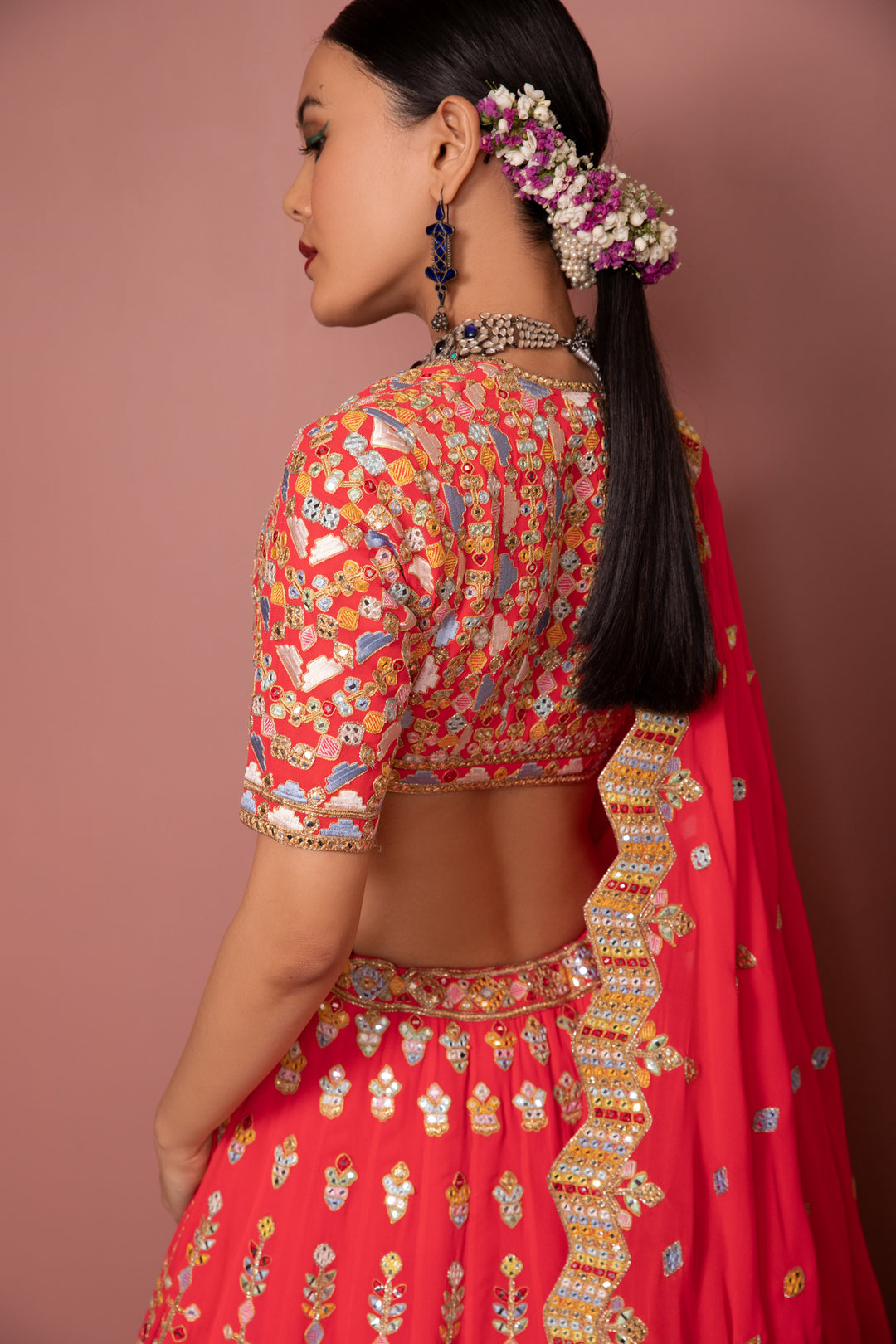 PINK GEORGETTE AZTEK LEHENGA