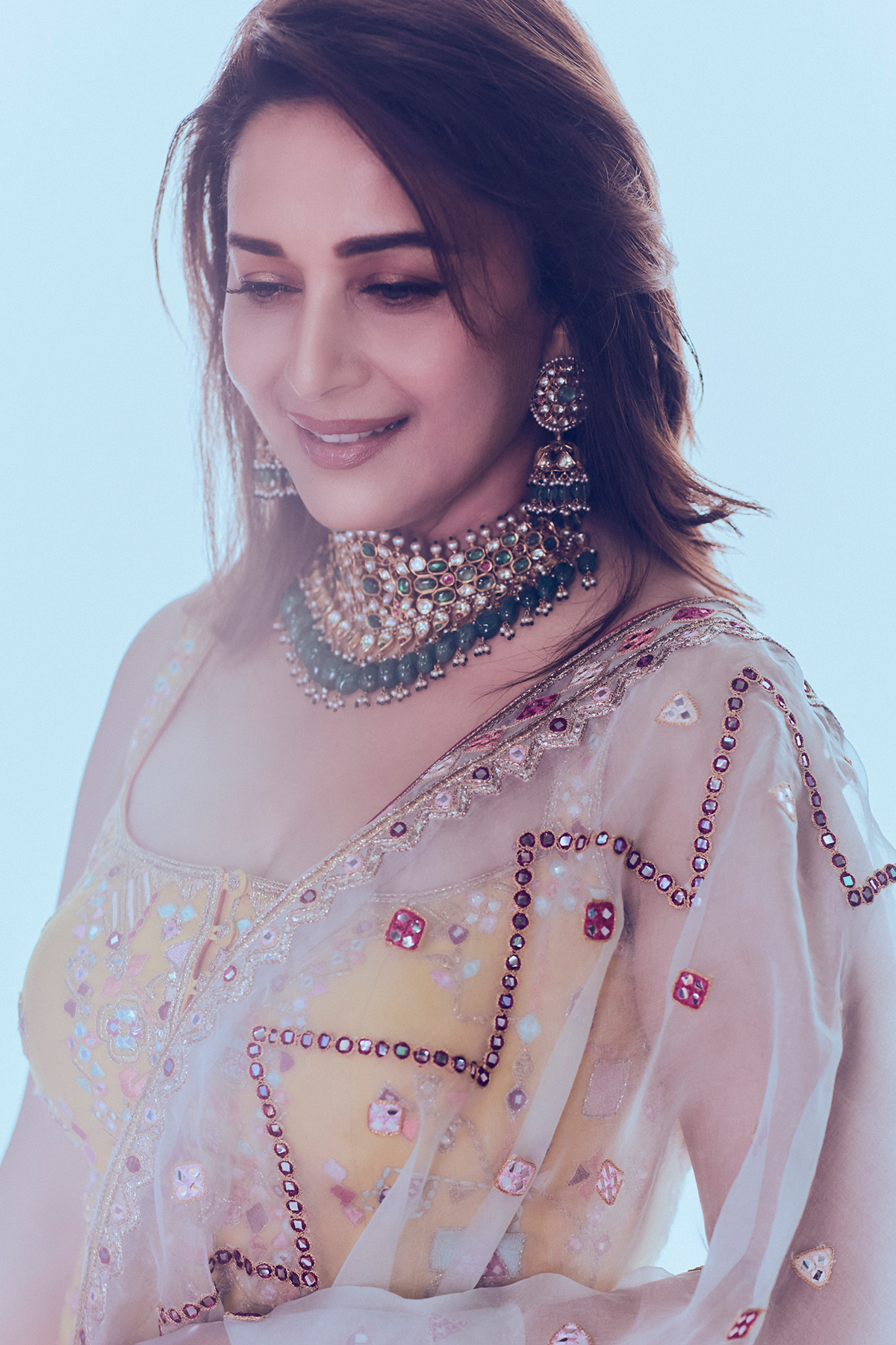 Madhuri Dixit In Yellow Chanderi Kurta And Gharara Set