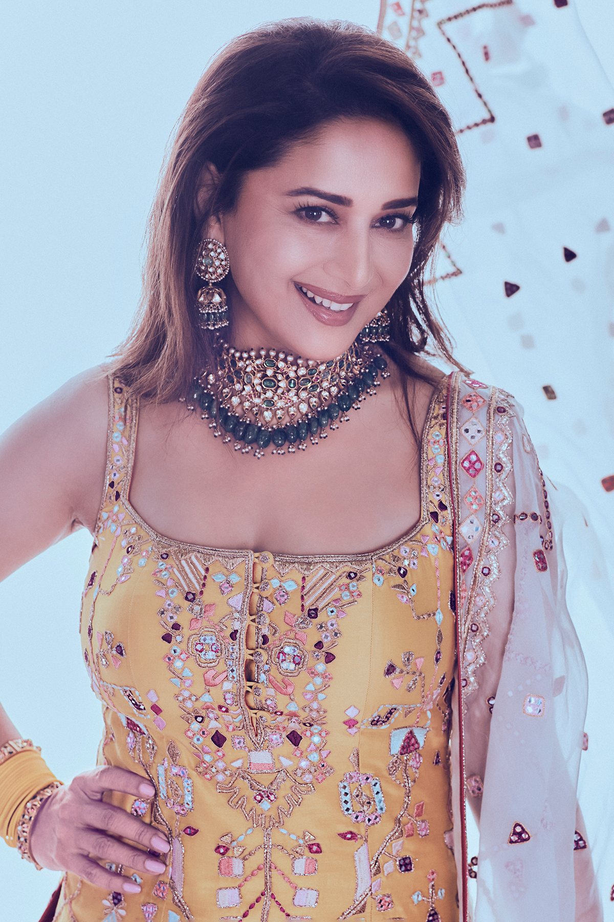 Madhuri Dixit In Yellow Chanderi Kurta And Gharara Set