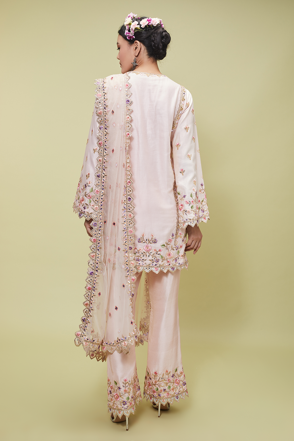 Peach Kurta With Bootleg Pants
