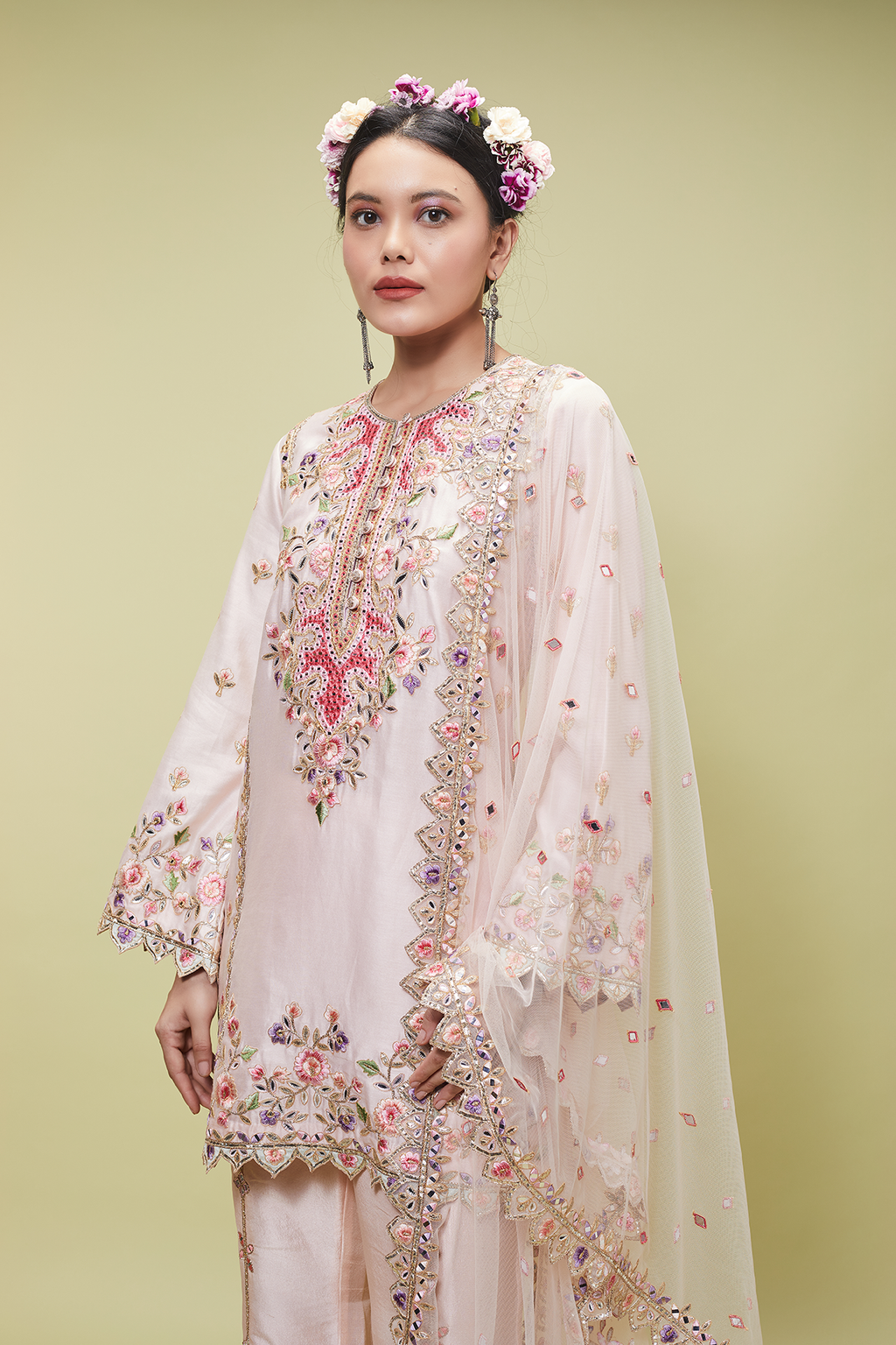 Peach Kurta With Bootleg Pants