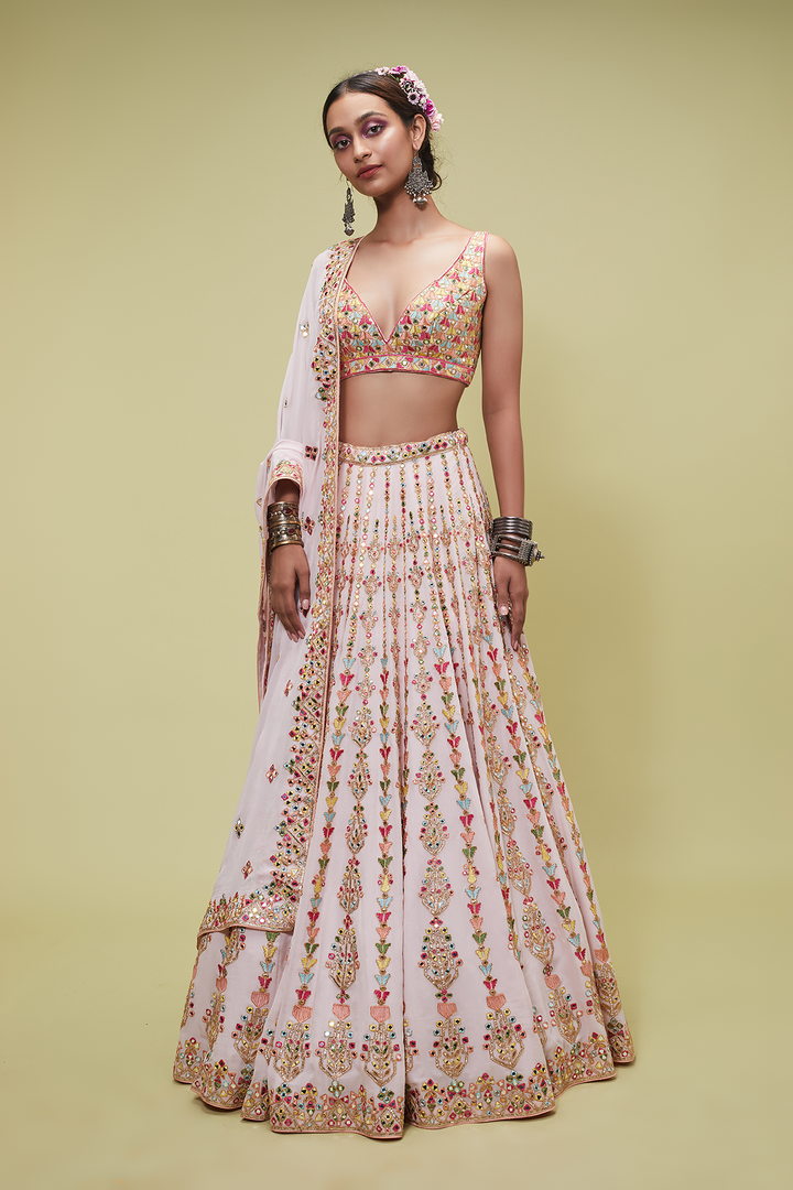 PINK GEORGETTE LEHENGA SET