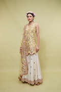 Yellow Kurta With Ivory Sharara Set