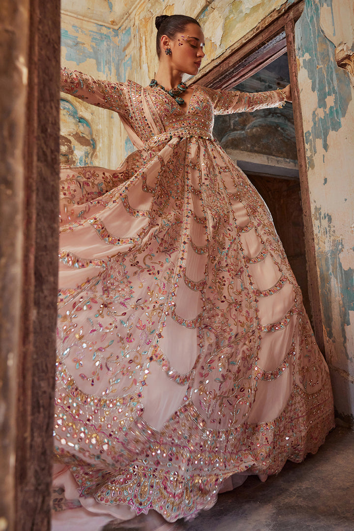 Peach Georgette Floor Length Anarkali Set