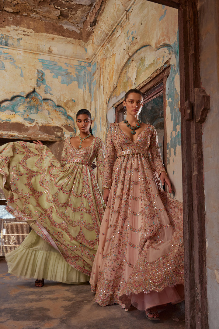 Peach Georgette Floor Length Anarkali Set