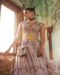 Light Pink Chanderi Skirt paired with Embroidered Blouse