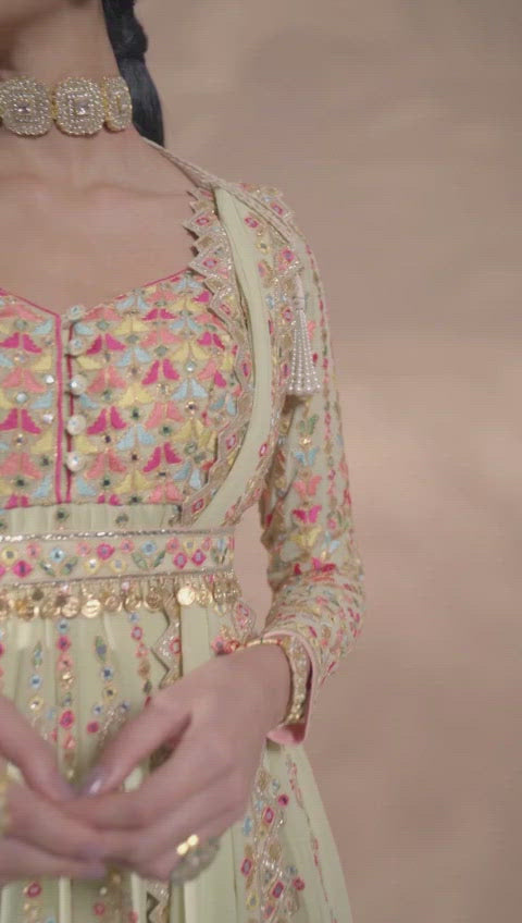 Green Georgette Anarkali