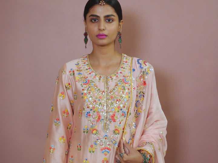 PEACH KURTA WITH DHOTI SET